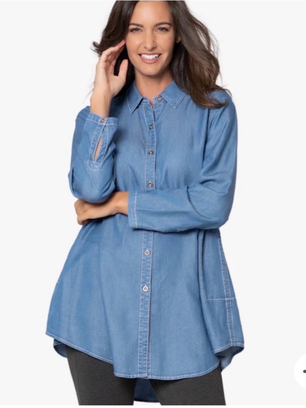 Susan Carakasi Women's Prime Time Tunic In Denim Size Large